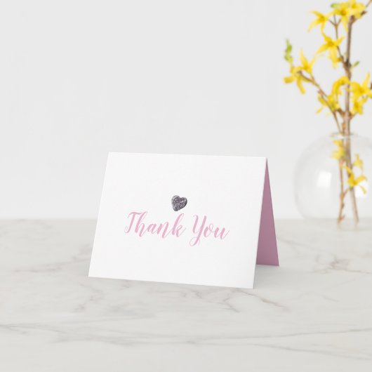 Lief hartje roze schrift bedankt kaart (Gele Bloem)