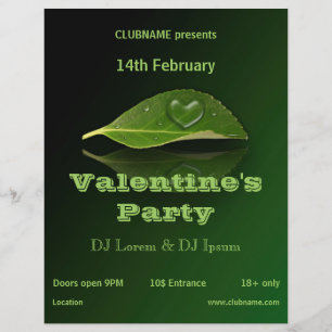 Lief hartvormig waterdruppeltje op bladfeest flyer