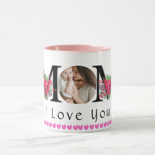 Lief HEART LOVE YOU MAM Moederdag Foto Mok