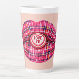 Lief Hebben Schotse Tartan Kus Lippen Schotland ro Latte Mok