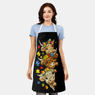 Lief Highland Koe Autisme Acceptatie Puzzelstuk Schort