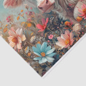 Lief Highland Rund met Cosmos voor Decoupage Tissuepapier (Detail)