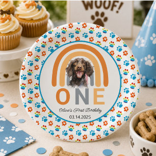 Lief hond Rainbow waterverf 1e verjaardagsfeestje Papieren Bordje
