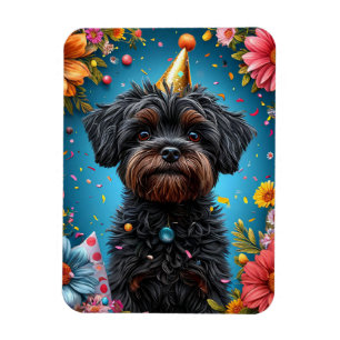 Lief hondje met verjaardagsfeesthoed magneet