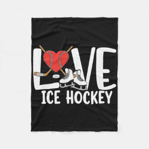 Lief ijs hockey cute schaatsen stick en puck sport fleece deken