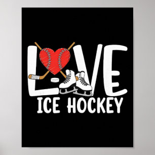 Lief ijs hockey cute schaatsen stick en puck sport poster