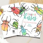 Lief insectje Bugs en Kusjes Waterverf Valentijnsd Feestdagenkaart
