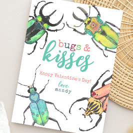 Lief insectje Bugs en Kusjes Waterverf Valentijnsd Feestdagenkaart