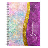 Lief iriserend fuchsia goud nepshimmer monogram notitieboek (Voorkant)