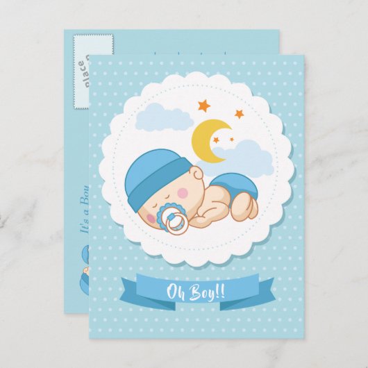 Lief "It's a Boy" Baby shower Briefkaart Uitnodigi (Voorkant / Achterkant)