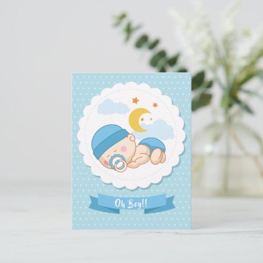 Lief "It's a Boy" Baby shower Briefkaart Uitnodigi (Staand voorkant)