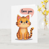 Lief Je Schattige Kitty Kaart (Gele Bloem)