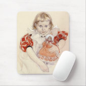 Lief jong meisje met een pop (Kinderkunst) Muismat (Met muis)