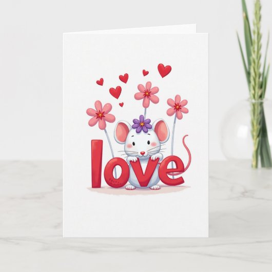 Lief kaartje met knuffelmuis kaart (Voorkant)