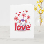 Lief kaartje met knuffelmuis kaart (Gele Bloem)