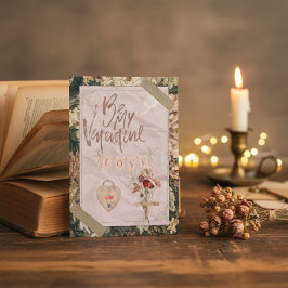 Lief kaartje voor Valentijnsdag in vintage plakboe Feestdagenkaart