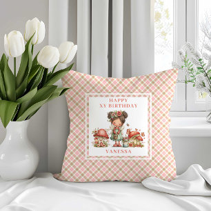 Lief kabouter roze bloemen verjaardag kussenhoes kussen