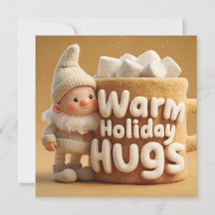 Lief kaboutertje van vilt met marshmallow mok feestdagenkaart