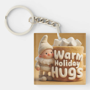 Lief kaboutertje van vilt met marshmallow mok sleutelhanger