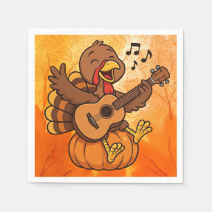 Lief kalkoen met gitaar voor Thanksgiving Servet