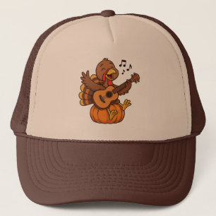 Lief kalkoen met gitaar voor Thanksgiving Trucker Pet