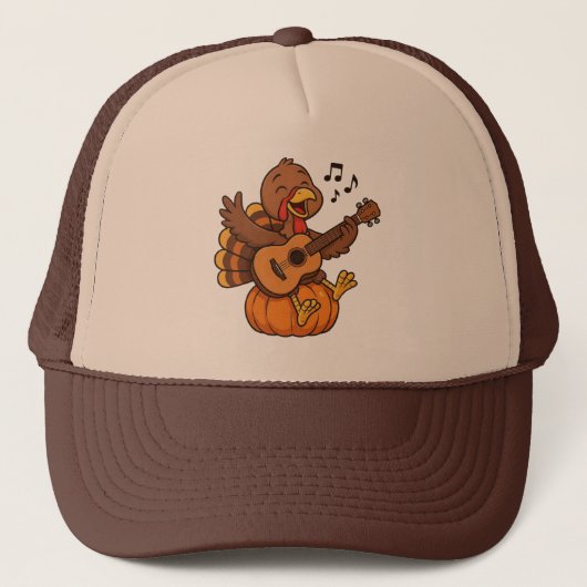 Lief kalkoen met gitaar voor Thanksgiving Trucker Pet (Voorkant)