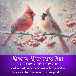 Lief Kardinaal Koppel Landelijke Bos Decoupage Tissuepapier