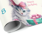 Lief Kat Happy Birthday Meisje's Naam Leeftijd Cadeaupapier (Rol Hoek)