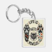 Lief kat-thema illustratie sleutelhanger (Voorkant Links)
