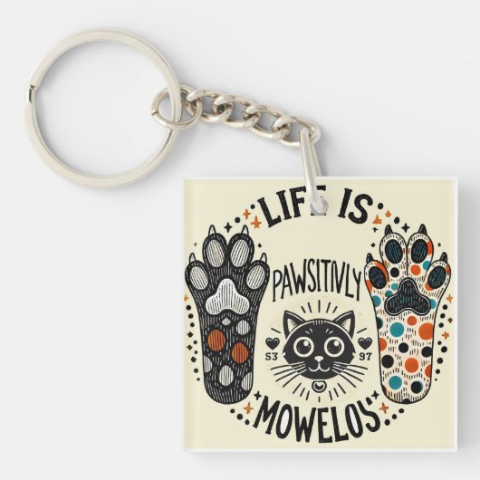 Lief kat-thema illustratie sleutelhanger (Voorkant)