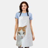 Lief kattenkunst met oranje kat schort (Gedragen)