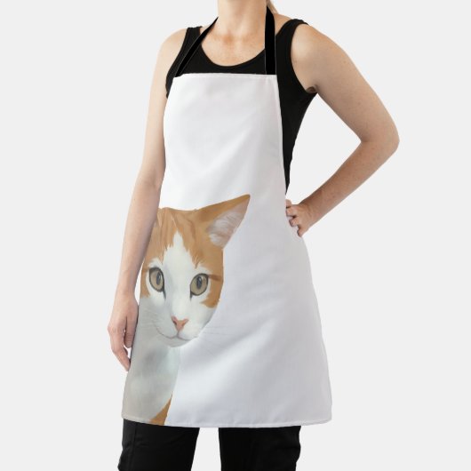 Lief kattenkunst met oranje kat schort (Insitu)