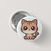 Lief kawaii kat chibi-illustratie ronde button 3,2 cm (Voorkant /achterkant)
