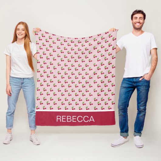 Lief kersenpatroon gepersonaliseerd fleece deken (In situ)
