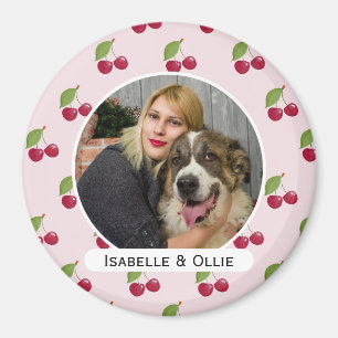 Lief kersenpatroon gepersonaliseerde foto magneet