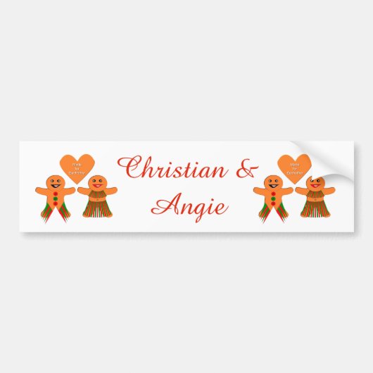 Lief Kerst Gingerbread Koppel Bumpersticker (Voorkant)