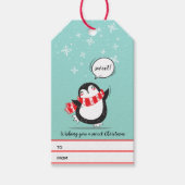 Lief kerstfeest | Pepermunt Pinguïn Vakantie Cadeaulabel (Voorkant)