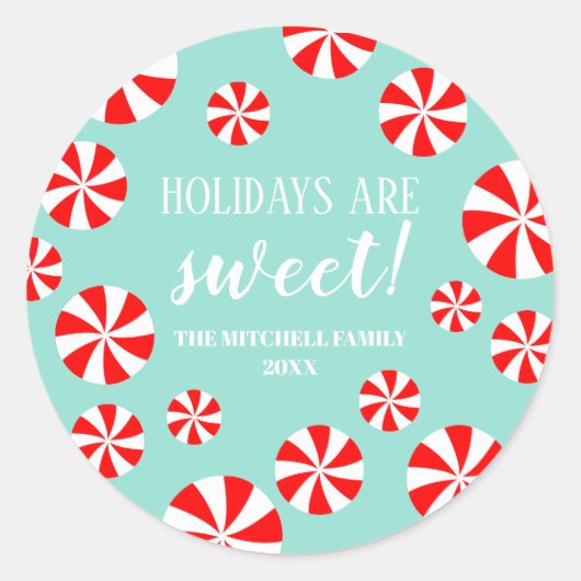 Lief kerstfeest | Peppermint Snoep Vakantie Ronde Sticker (Voorkant)