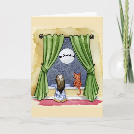 Lief kerstkind & kat waterverf kaart (Voorkant)