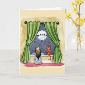 Lief kerstkind & kat waterverf kaart (Gele Bloem)