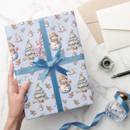 Lief kerstmanneke boom peperkoek patroon cadeaupapier