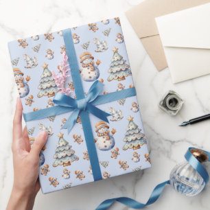 Lief kerstmanneke boom peperkoek patroon cadeaupapier