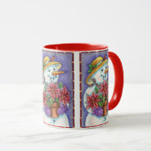 Lief Kerstmeisje Sneeuwman met Poinsettia Mok (Voorkant rechts)