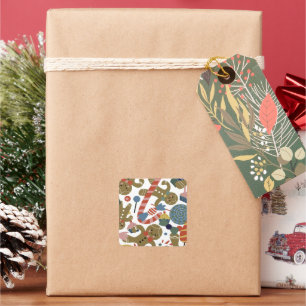 Lief Kerstmis Gingerbread Man Candy Cane Delight Vierkante Sticker