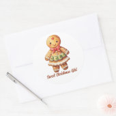 Lief Kerstmis Meisje Gingerbread Cookie Ronde Sticker (Envelop)
