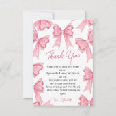 Lief Kerstmis Mignon Roze Strik Bruidsdouche Bedankkaart (Voorkant)