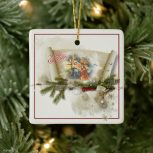 Lief kerststal collage aangepaste feestdagen keramisch ornament