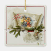 Lief kerststal collage aangepaste feestdagen keramisch ornament (Achterkant)