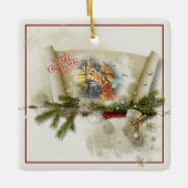 Lief kerststal collage aangepaste feestdagen keramisch ornament (Voorkant)