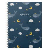 Lief Kinder Night Sky Whale Wolken Moon w / Naam Notitieboek (Voorkant)